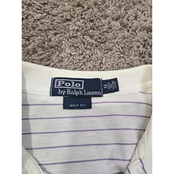 Ralph Lauren Polo Purple And‎ White Stripes Men's Medium Golf Fit - Picture 5 of 12